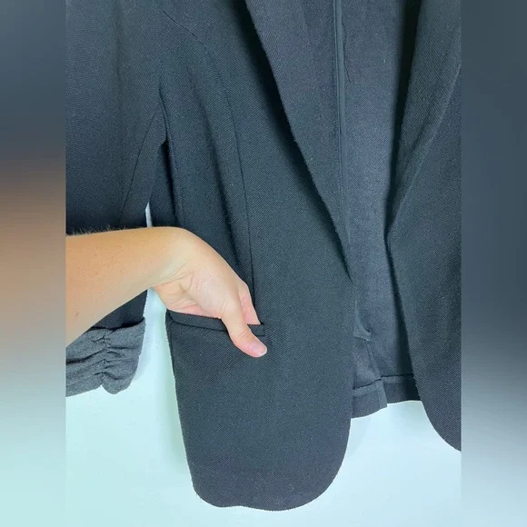 Skies Are Blue Black Blazer S Roll Sleeve Work Career Casual Jacket Office Corp - Picture 5 of 11